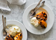 Home Made Vanilla Tonka Ice Cream w/ Honey Grilled Peaches